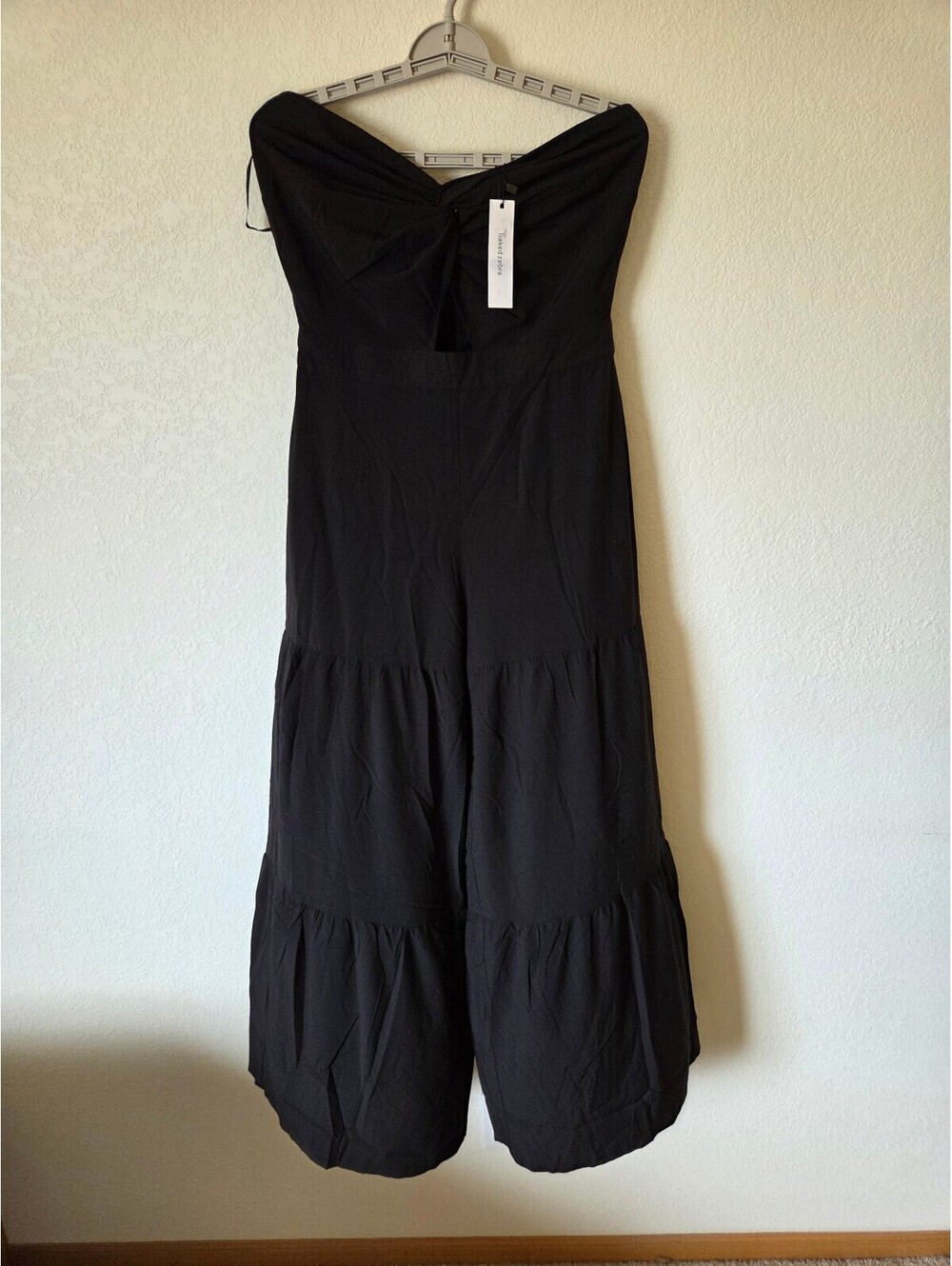 Naked Zebra Women's Black Strapless Twist Front Tiered Dress, Size M, NWT